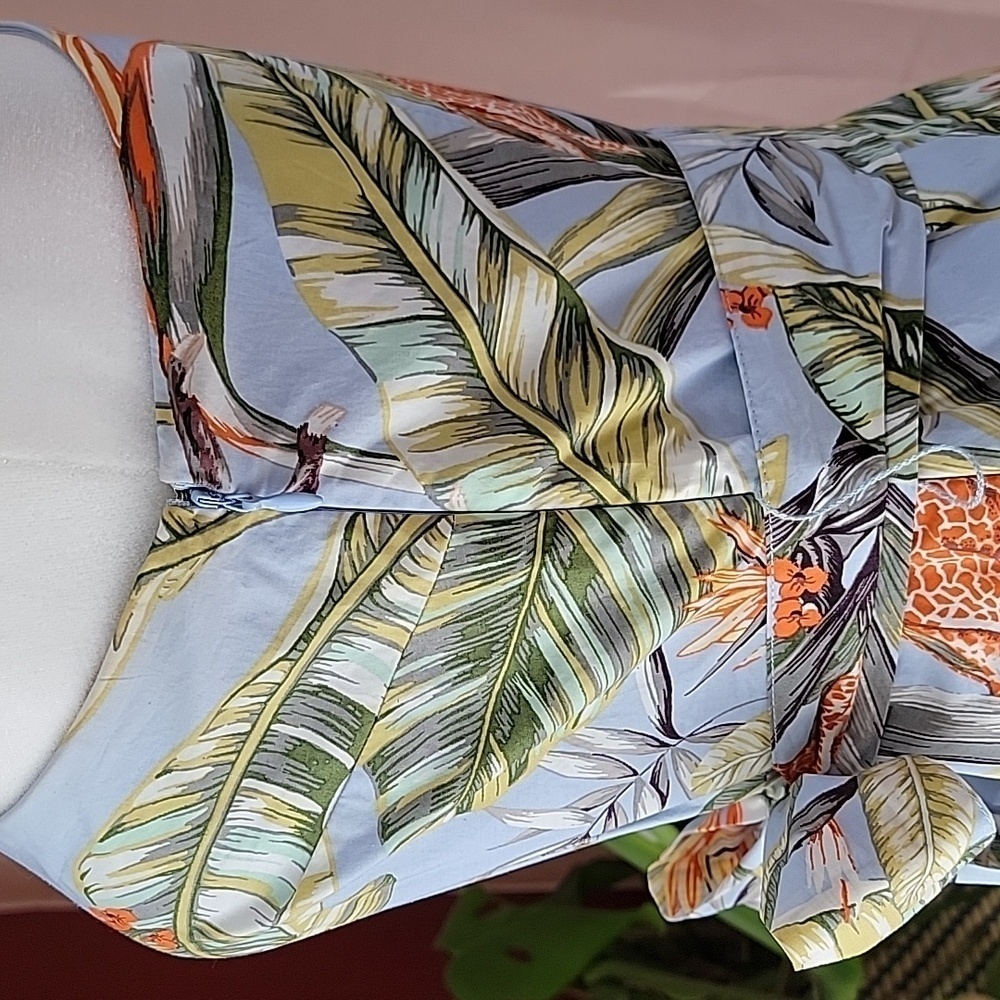 Ann Taylor Blue Jungle Floral Monkey Toga Dress Size 4 EUC - Picture 5 of 12